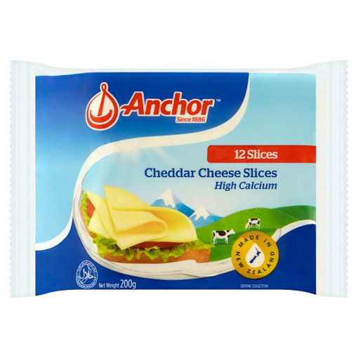 Picture of Anchor Cheddar Cheese Slices 12pcs 200g